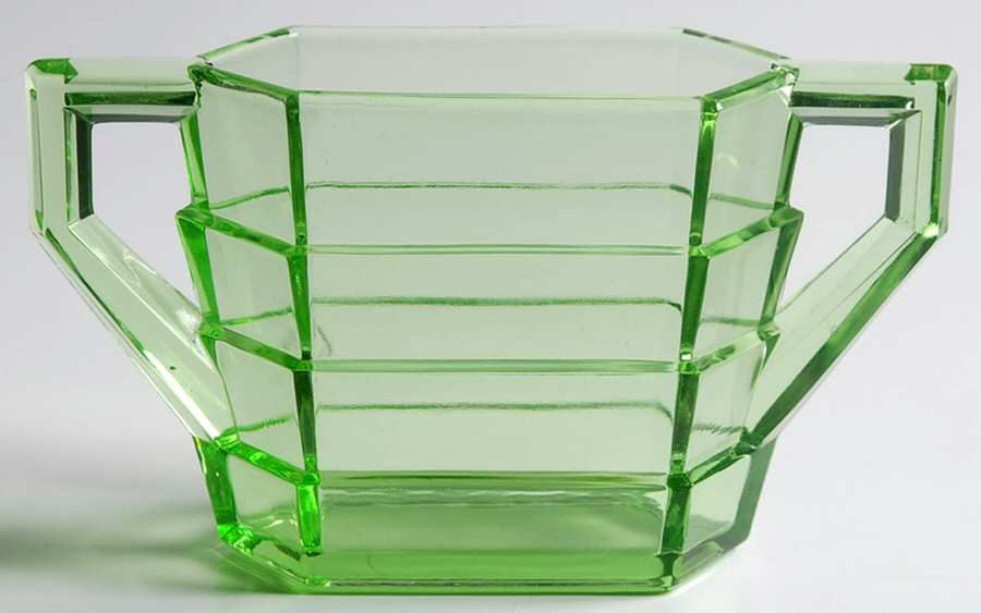 Tea Room Green Rectangular Open Sugar by Indiana Glass-1