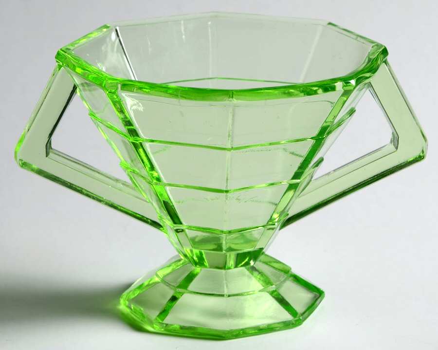 Tea Room Green Footed Open Sugar by Indiana Glass-1