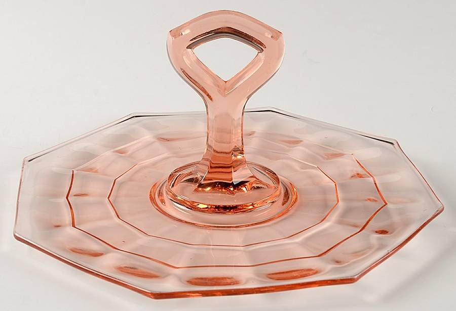 Tea Room Pink Center Handle Tray by Indiana Glass-1