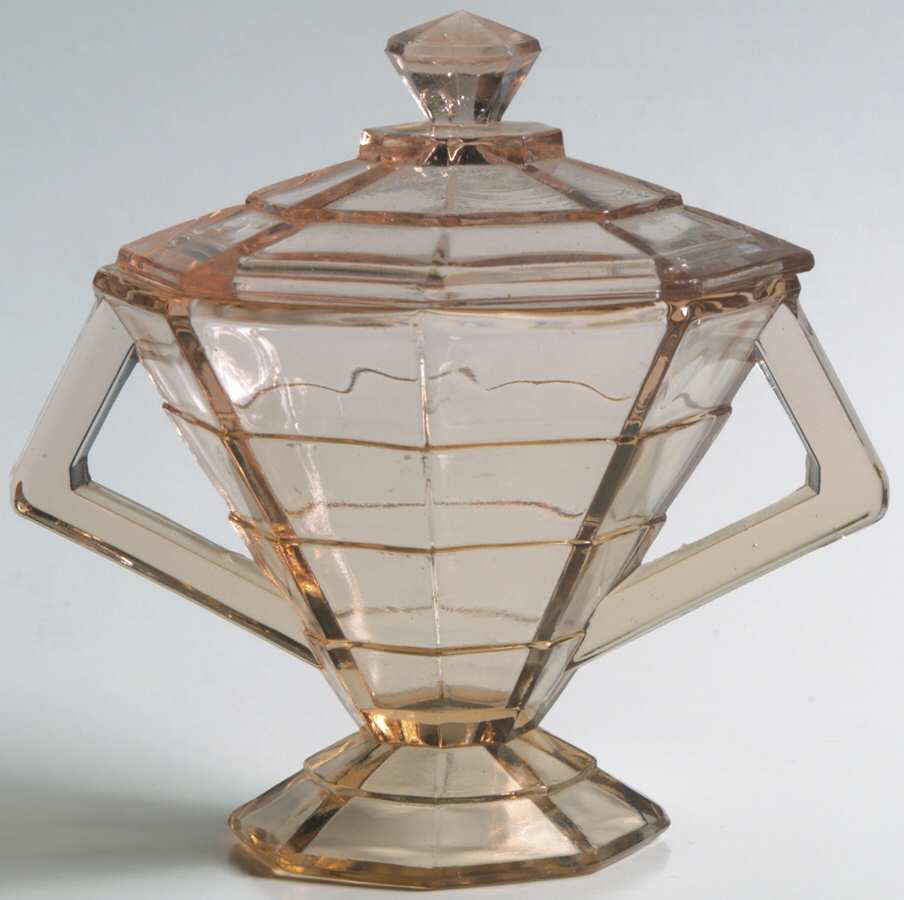 Tea Room Pink Footed Sugar Bowl & Lid by Indiana Glass-1