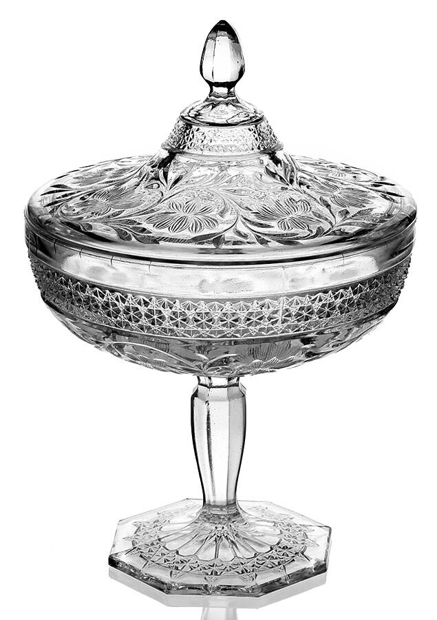 Rose Point Band 6" Compote & Lid by Indiana Glass-1