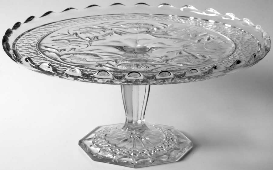 Rose Point Band 9" Diameter Pedestal Cake Stand by Indiana Glass-1