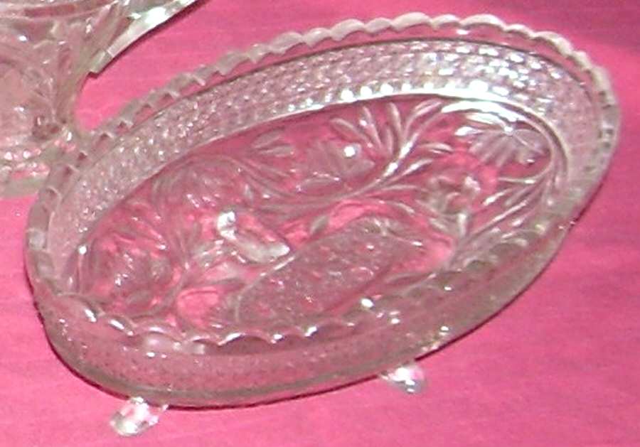 Rose Point Band 10" Oval Bowl by Indiana Glass-1