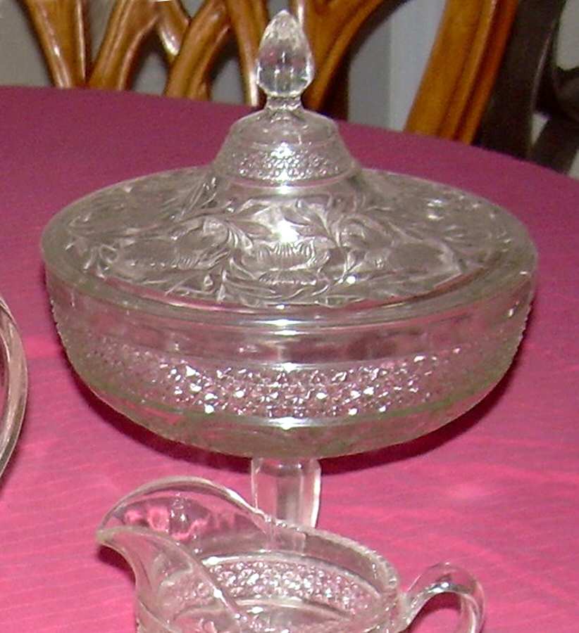 Rose Point Band 8" Compote & Lid by Indiana Glass-1