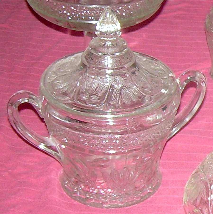 Rose Point Band Sugar Bowl & Lid by Indiana Glass-1