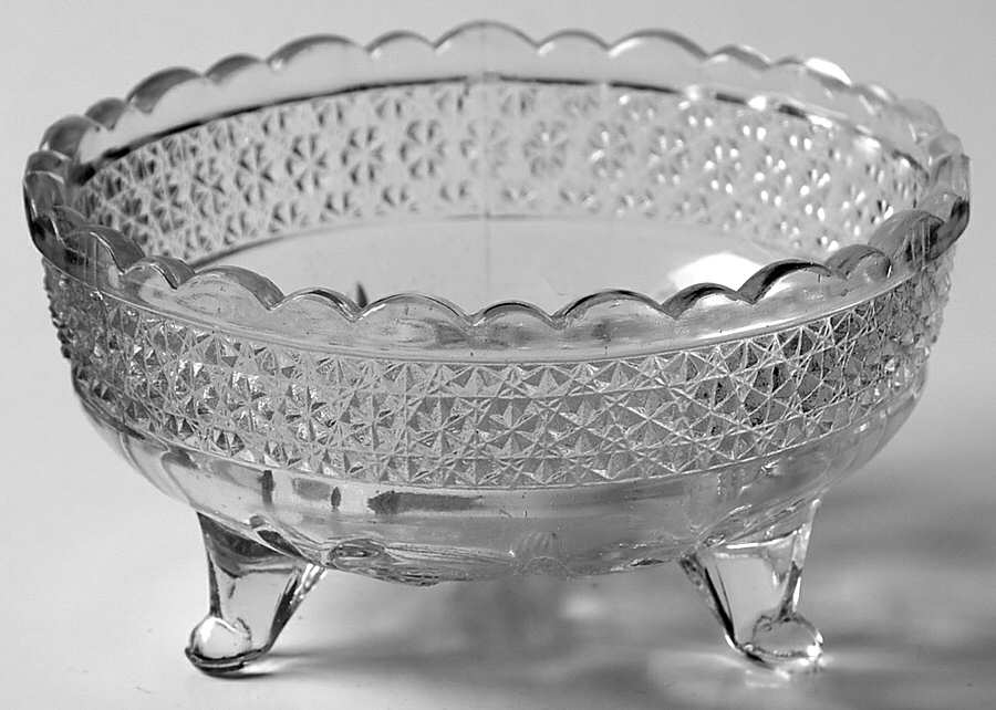 Rose Point Band 4" 3-Toed Footed Bowl by Indiana Glass-1