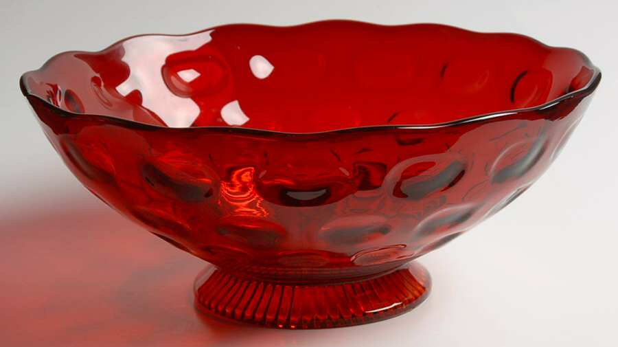 Old English Ruby 9" Footed Round Bowl by Imperial Glass-Ohio-1