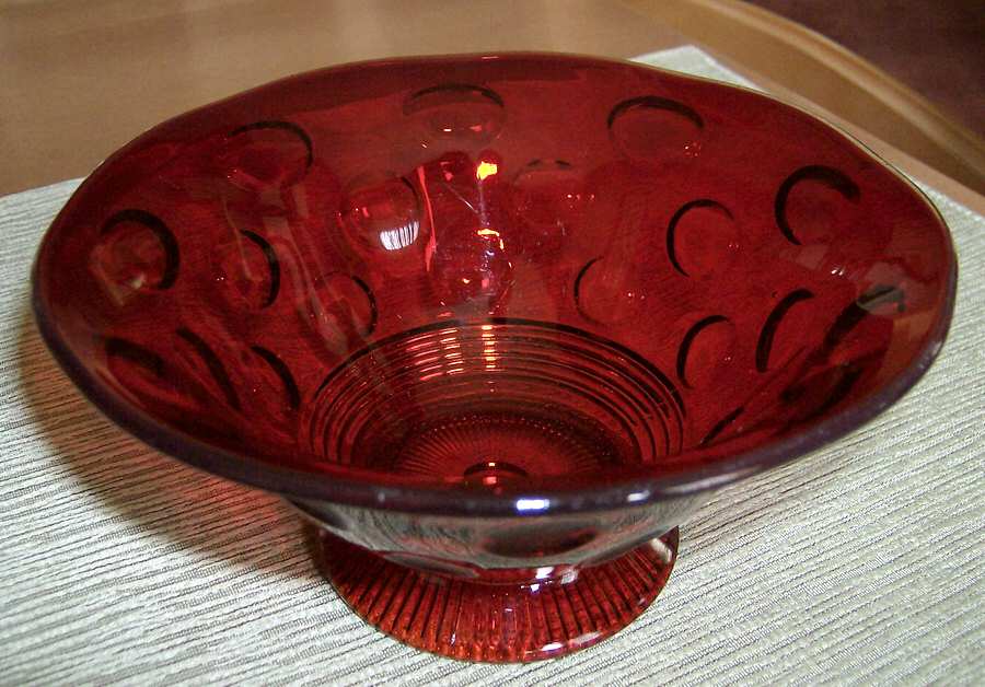 Old English Ruby 6" Footed Round Bowl by Imperial Glass-Ohio-1