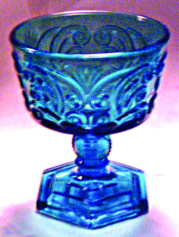 Scroll Antique Blue Champagne/Tall Sherbet by Imperial Glass-Ohio-1