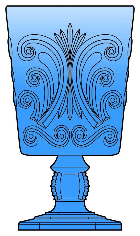 Scroll Antique Blue Water Goblet by Imperial Glass-Ohio-1