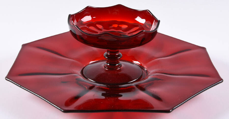 Molly Ruby Cheese & Cracker Set by Imperial Glass-Ohio-1