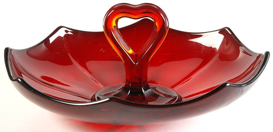 Molly Ruby Handled Bon Bon by Imperial Glass-Ohio-1