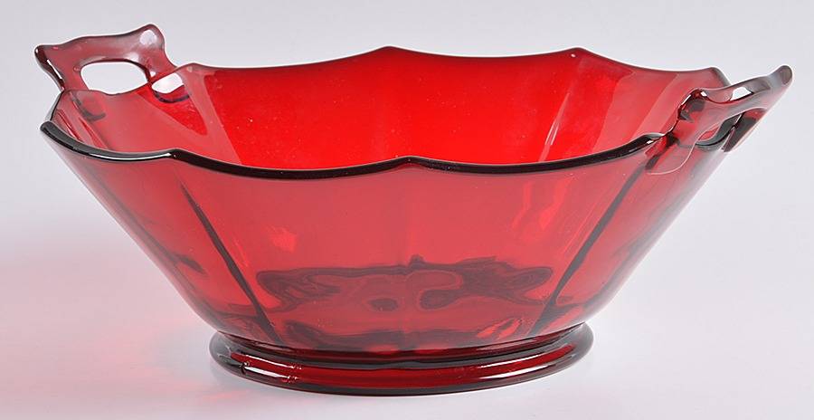 Molly Ruby 10" Handled Bowl by Imperial Glass-Ohio-1