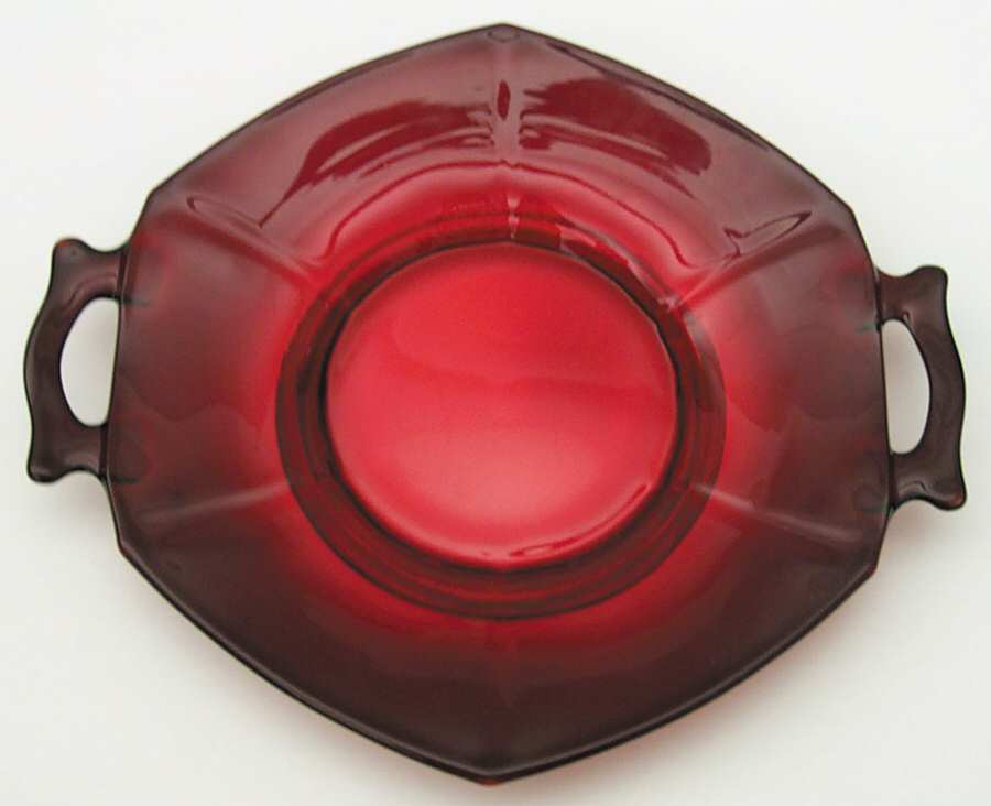 Molly Ruby Small 2 Handled Plate by Imperial Glass-Ohio-1