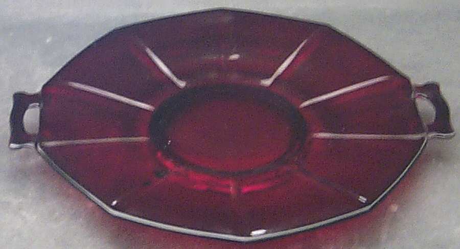 Molly Ruby 2 Handled Plate by Imperial Glass-Ohio-1
