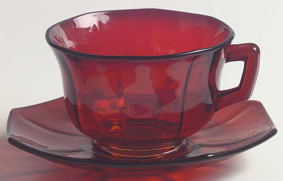 Molly Ruby Cup & Saucer Set by Imperial Glass-Ohio-1