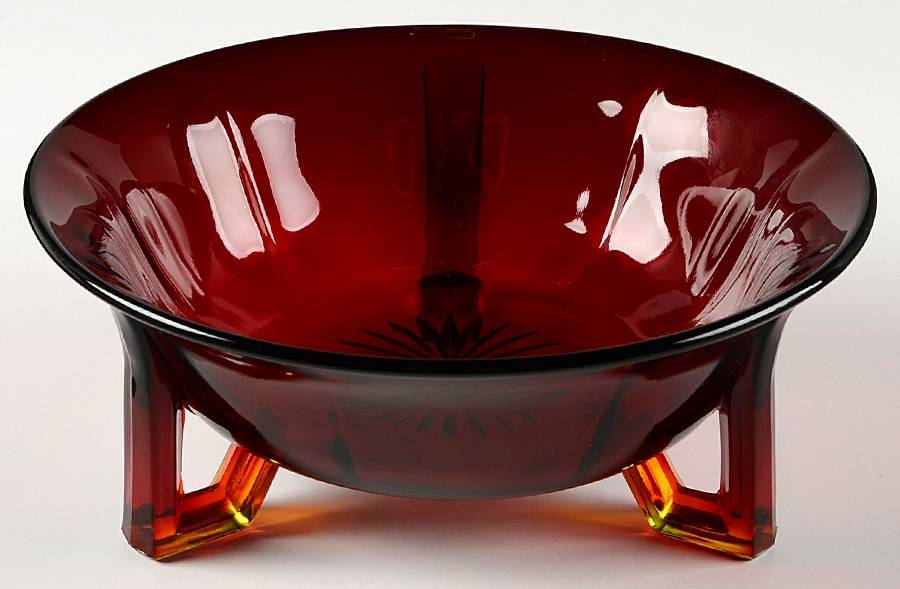 Molly Ruby 7" 3-Toed Footed Bowl by Imperial Glass-Ohio-1