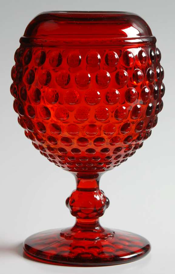 Early American Hobnail Ruby Footed Ivy Ball Vase by Imperial Glass-Ohio-1