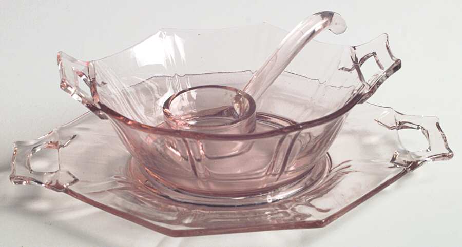 Molly Pink Mayonnaise Bowl, Underplate and Ladle by Imperial Glass-Ohio-1