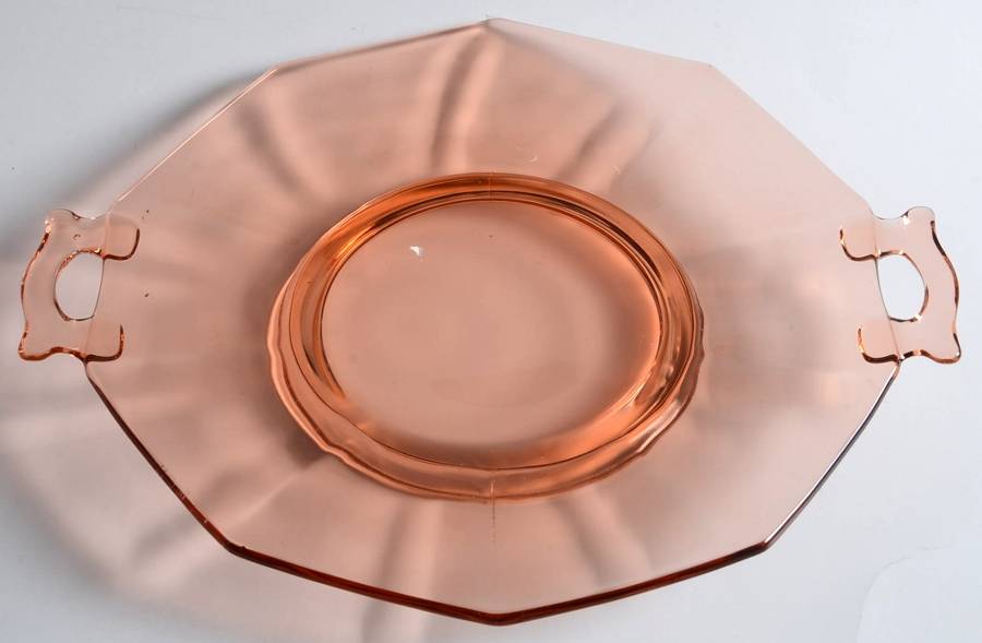 Molly Pink 12" 2 Handled Plate by Imperial Glass-Ohio-1