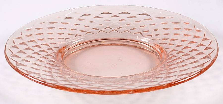 Diamond Block Pink Bread & Butter Plate by Imperial Glass-Ohio-1