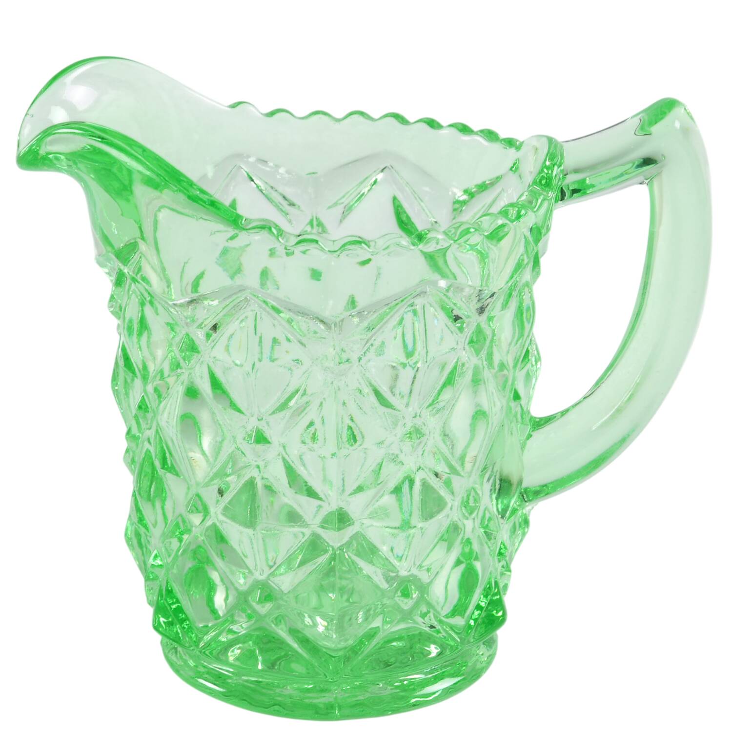 Diamond Block Green Creamer by Imperial Glass-Ohio-1