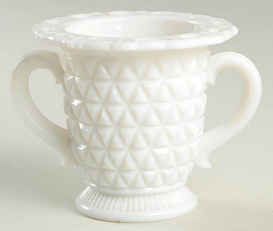 Laced Edge Milk Glass Footed Open Sugar by Imperial Glass-Ohio-1