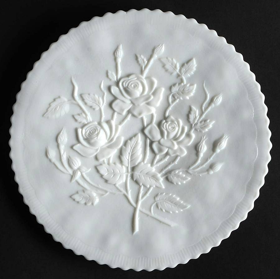 Rose Milk Glass Torte Plate by Imperial Glass-Ohio-1