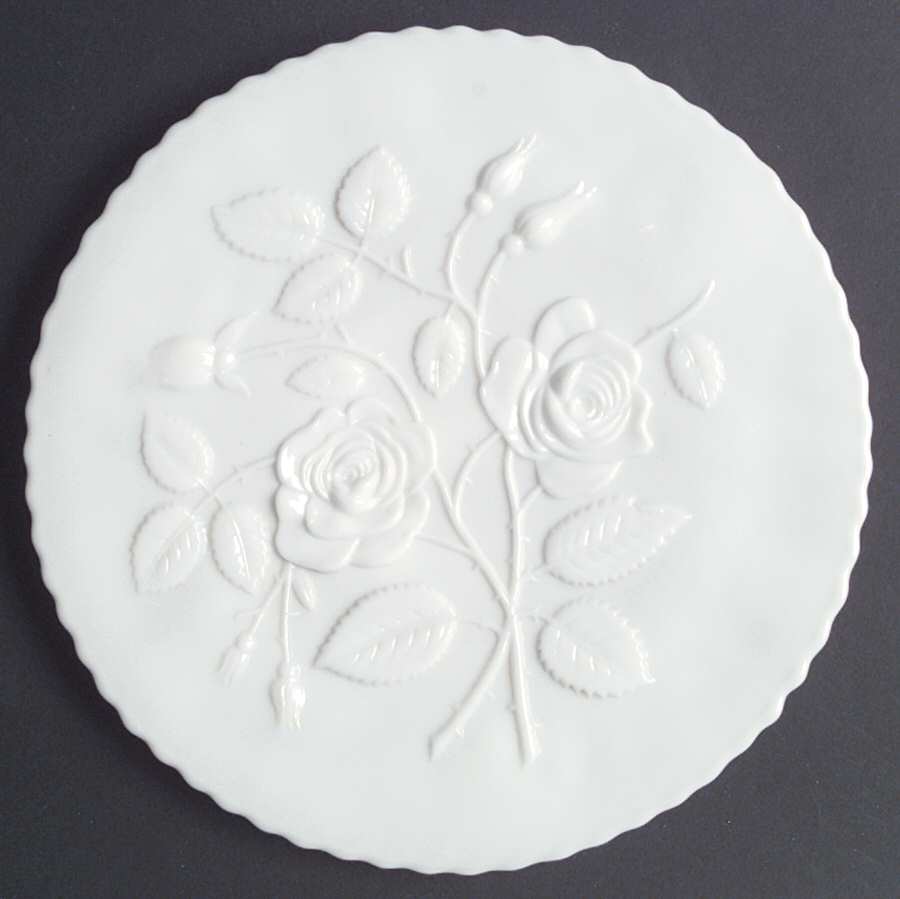 Rose Milk Glass Round Canape Serving Platter by Imperial Glass-Ohio-1