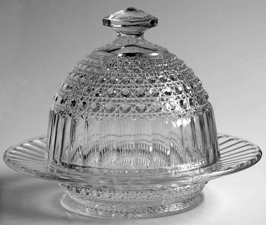 Huckabee Clear Round Covered Butter by Imperial Glass-Ohio-1