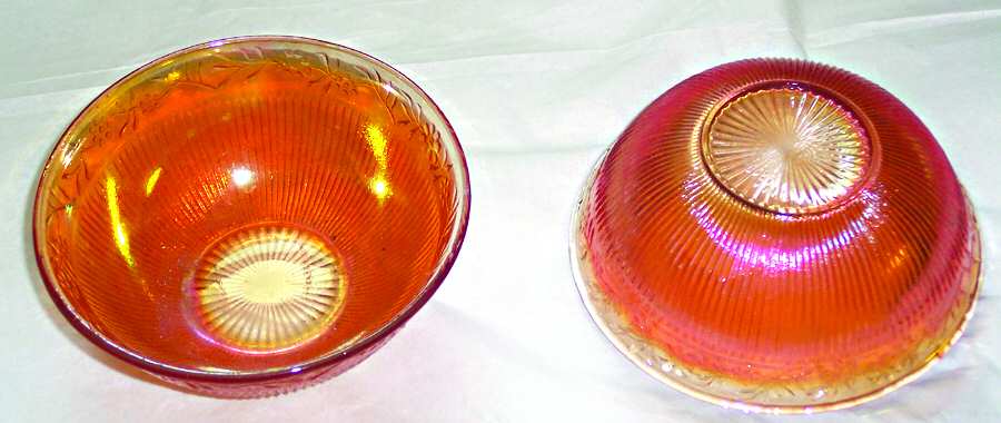 Prism and Daisy Band Marigold 8" Round Bowl by Imperial Glass-Ohio-1