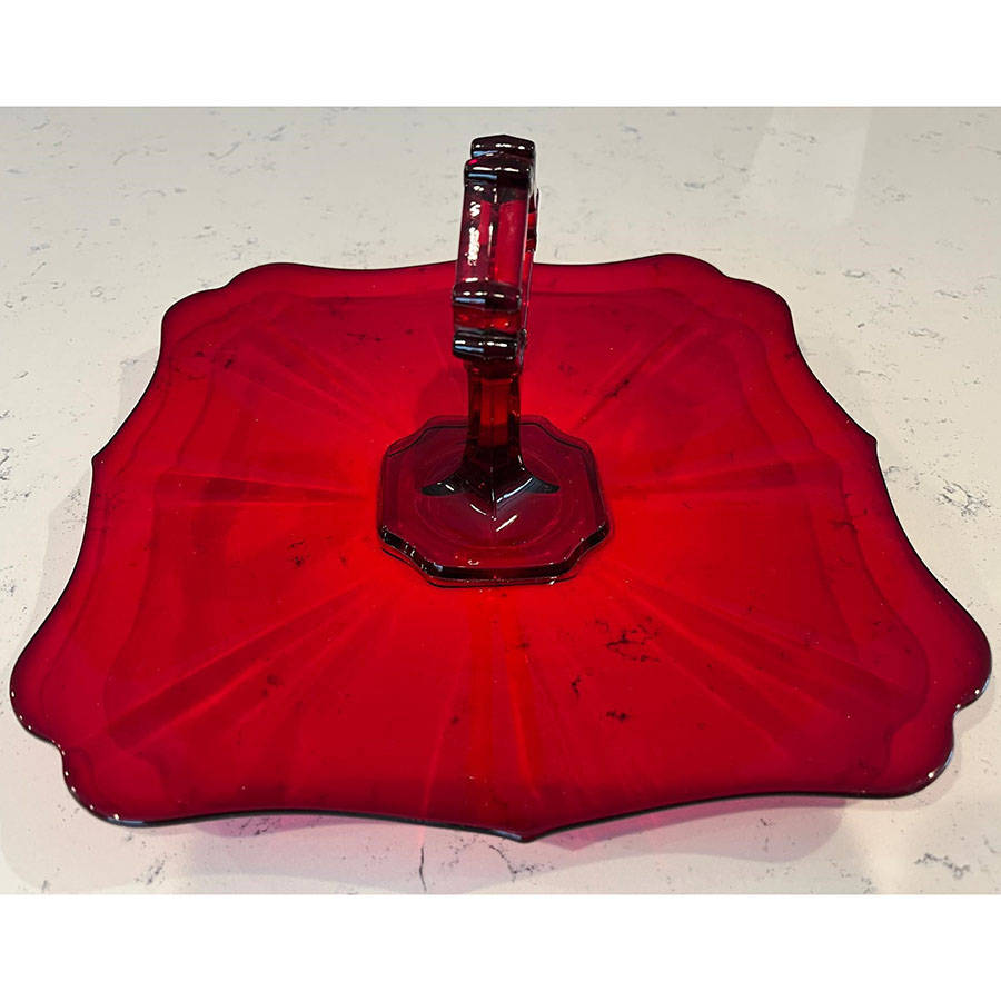 Hazen Ruby Center Handle Tray by Imperial Glass-Ohio-1