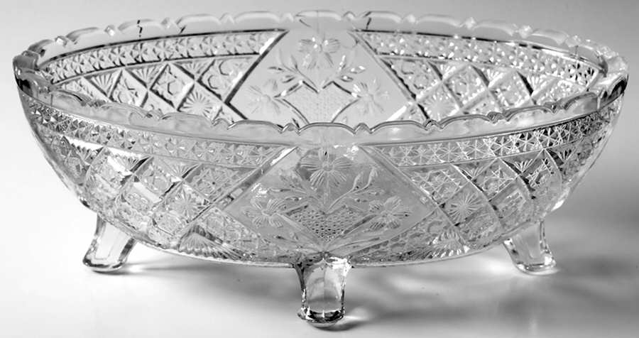 Garden Pink 9" Oval 4 Toed Bowl by Indiana Glass-1