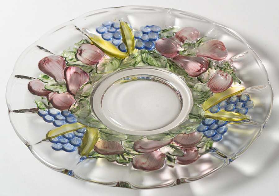 Garland Flashed Blue Grapes 7" Salad Plate by Indiana Glass-1