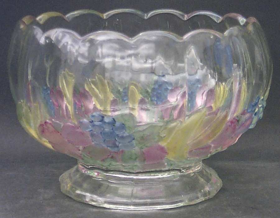 Garland Flashed Blue Grapes 7" Footed Cupped Bowl by Indiana Glass-1