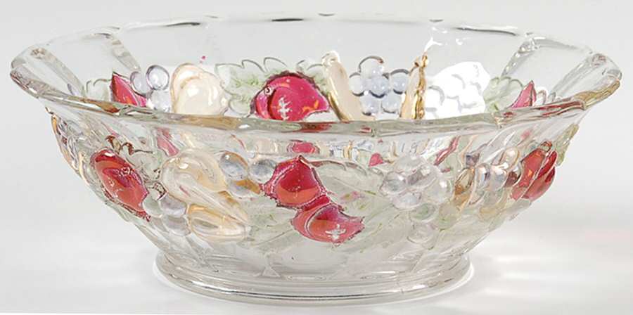 Garland Flashed Blue Grapes 7" Round Bowl by Indiana Glass-1
