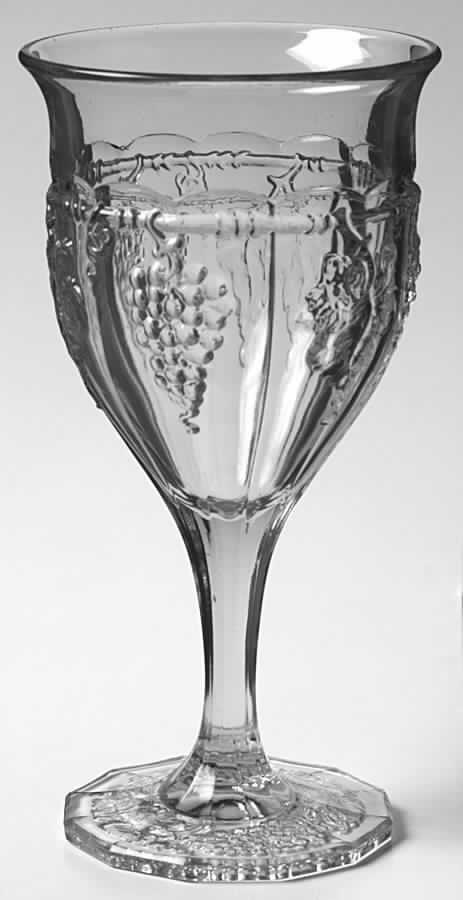 Late Panelled Grape Clear Water Goblet by Indiana Glass-1