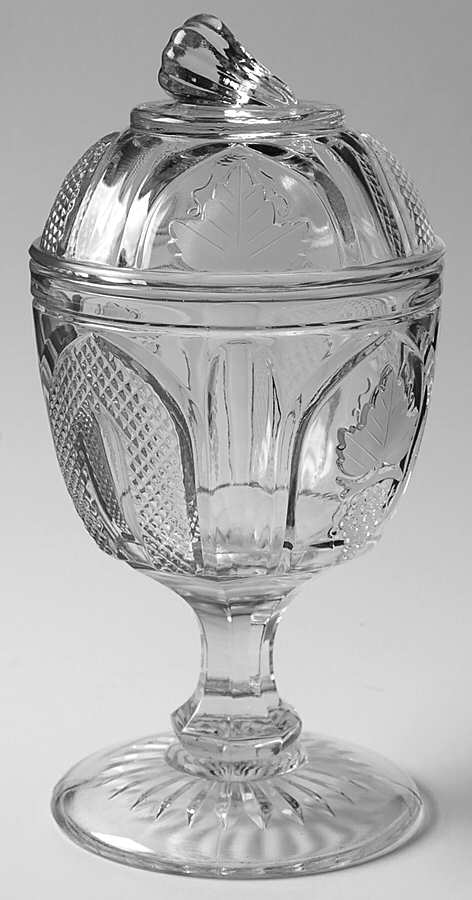 Magnet & Grape with Frosted Leaf Sugar Bowl & Lid by Imperial Glass-Ohio-1