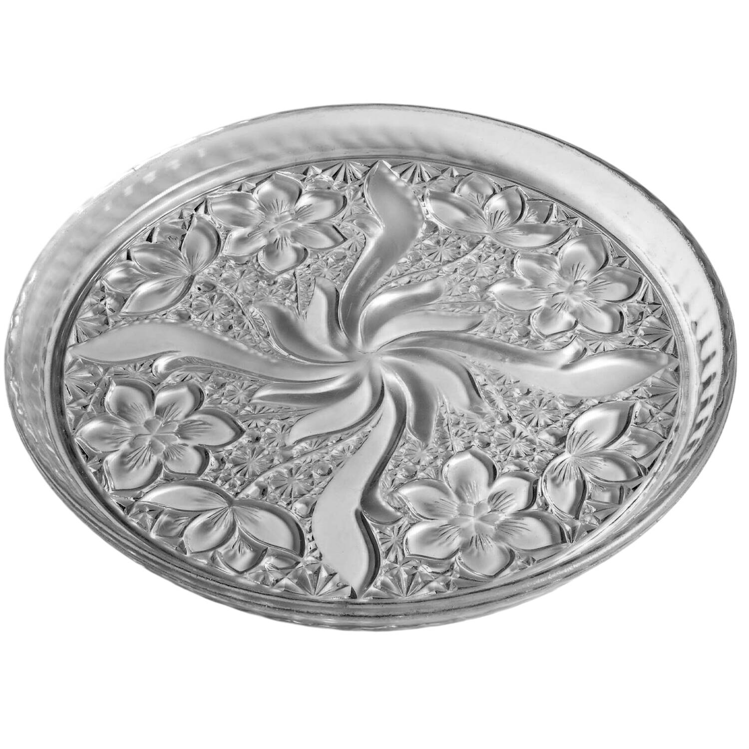 Daisy and Button with Narcissus Clear 10" Round Tray by Indiana Glass-1