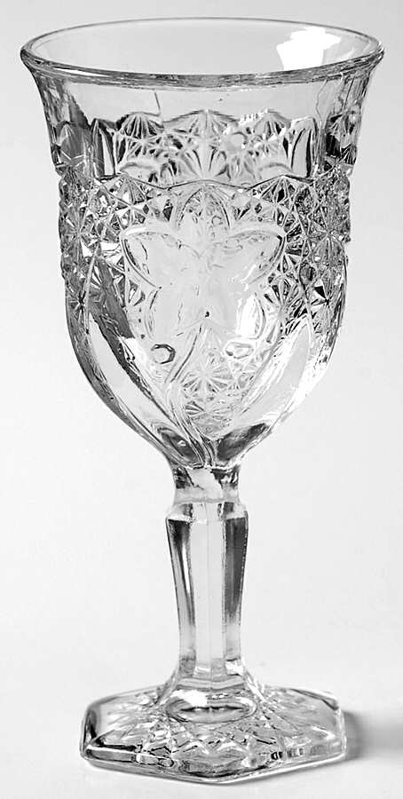 Daisy and Button with Narcissus Clear Wine Glass by Indiana Glass-1