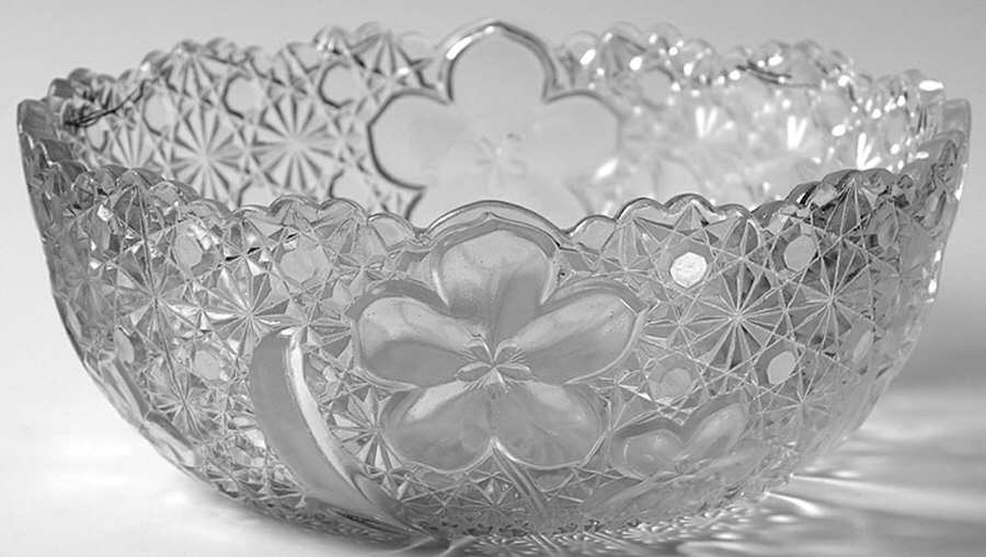 Daisy and Button with Narcissus Clear 7" Round Bowl by Indiana Glass-1