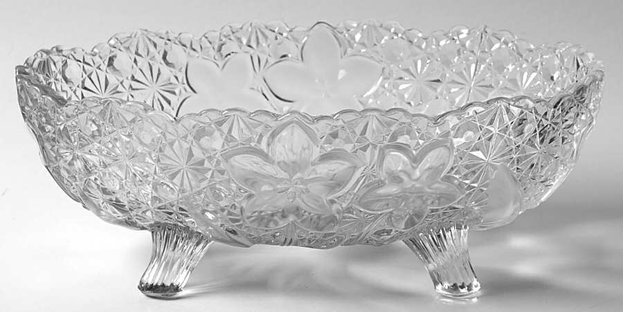 Daisy and Button with Narcissus Clear 9" 3-Toed Footed Bowl by Indiana Glass-1