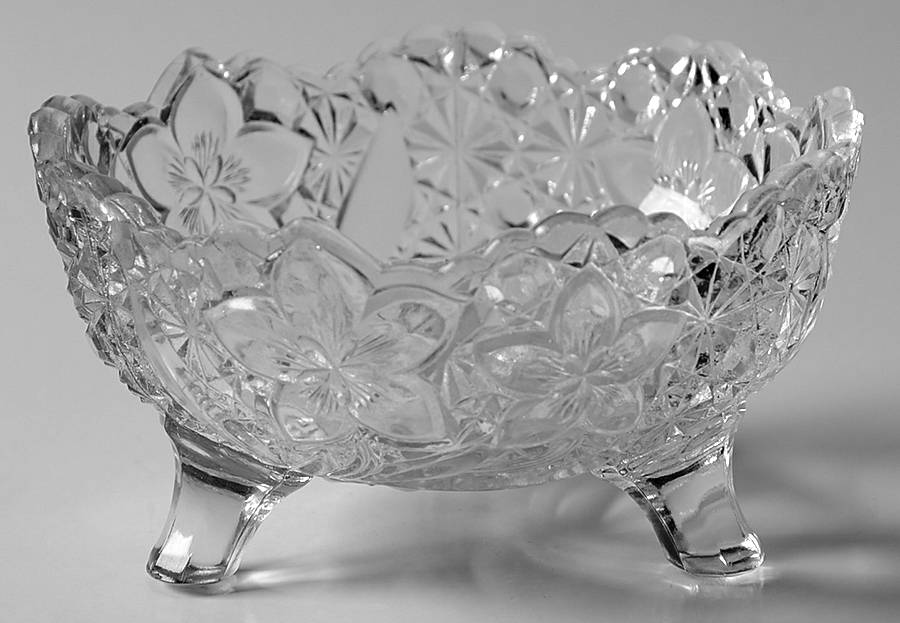 Daisy and Button with Narcissus Clear 4" 3-Toed Footed Bowl by Indiana Glass-1