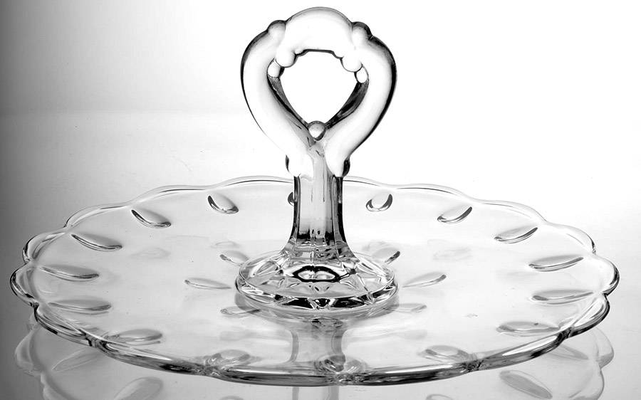 Teardrop Clear Center Handle Tray by Indiana Glass-1