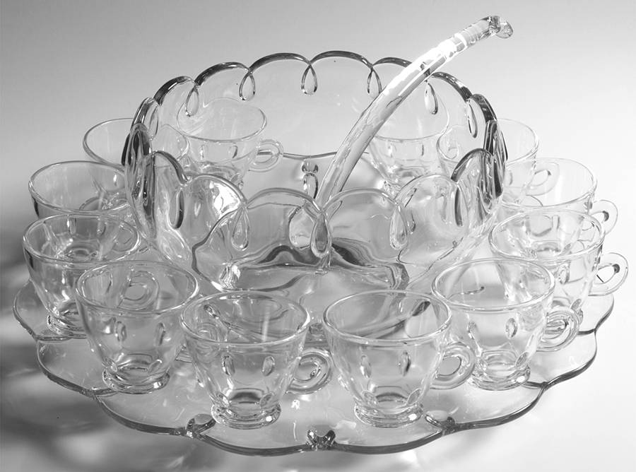 Teardrop Clear (15 Piece) Punch Set (Bowl, Plate, Ladle, 12 Cups) by Indiana Glass-1