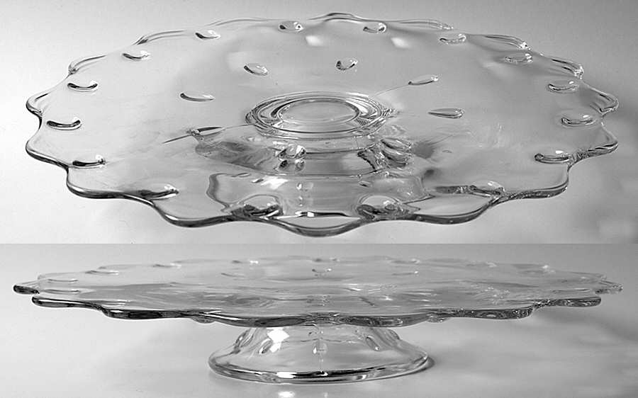 Teardrop Clear Footed Cake Plate by Indiana Glass-1