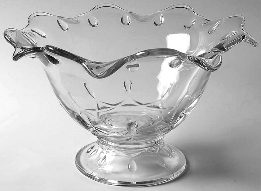 Teardrop Clear Crimped Bowl by Indiana Glass-1