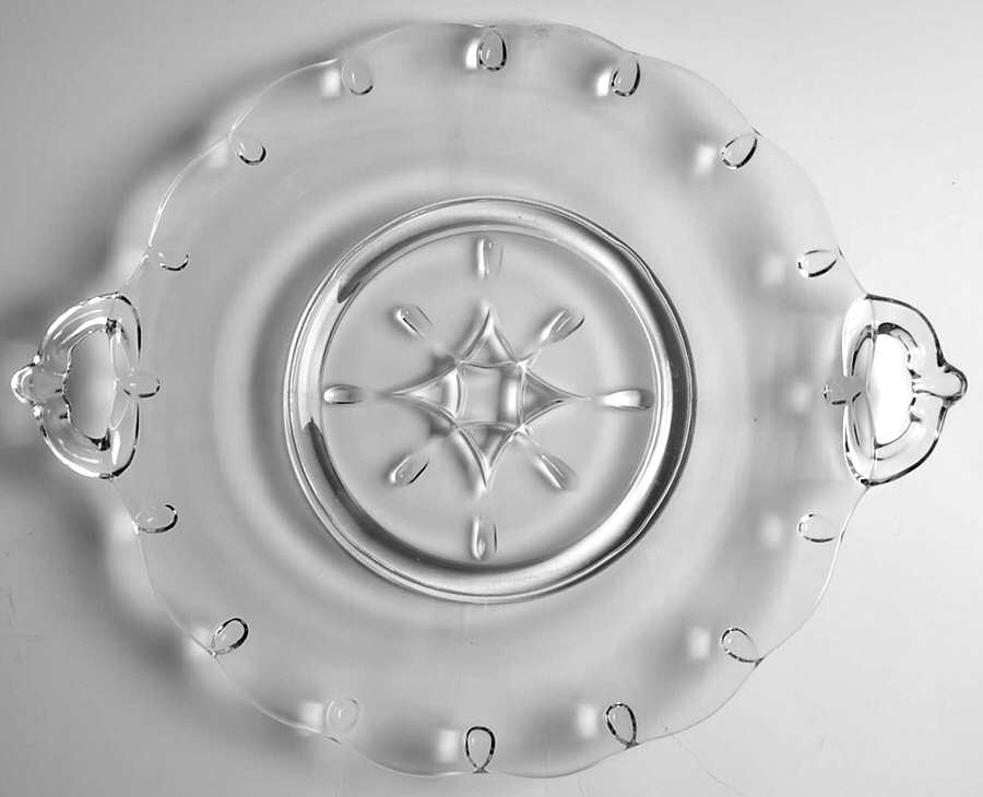 Teardrop Clear Handled Cake Plate by Indiana Glass-1
