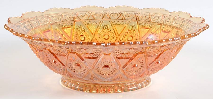 Diamond Lace Marigold 9" Round Bowl by Imperial Glass-Ohio-1