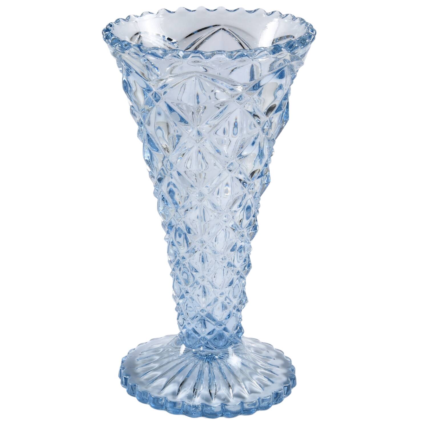 Diamond Block Blue 6" Flower Vase by Imperial Glass-Ohio-1